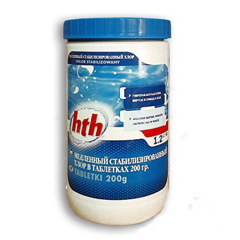 Медленный стабилизированный хлор в таблетках 200 гр, 1,2 кг, hth